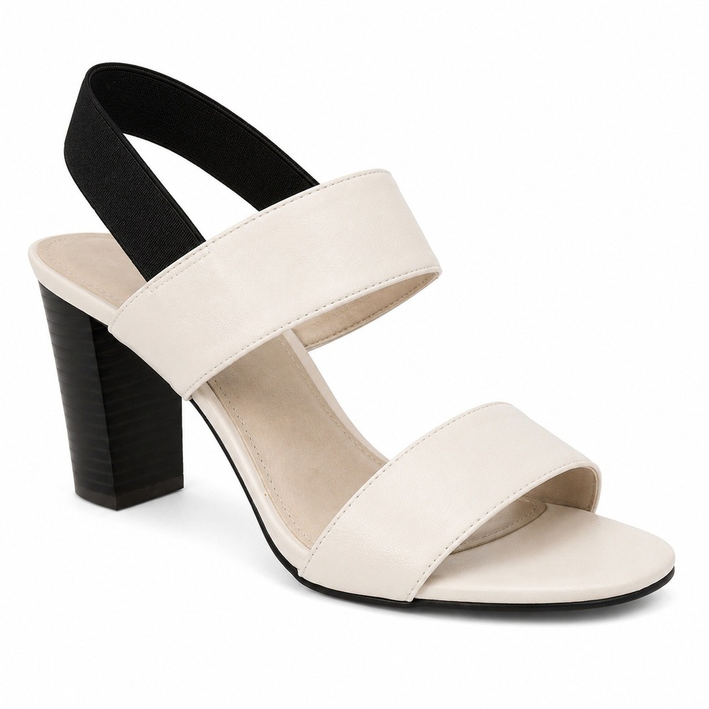 French Connection Dakota-S Sandal 11 White New Block Heel Slingback Box Office - Picture 1 of 16